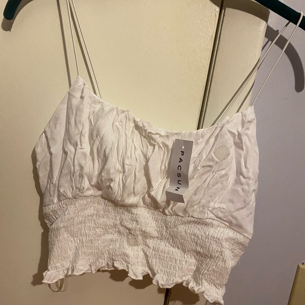 Pacsun Rushed White Cropped Tank Top